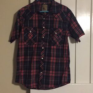 Plaid pearl snap short sleeved shirt